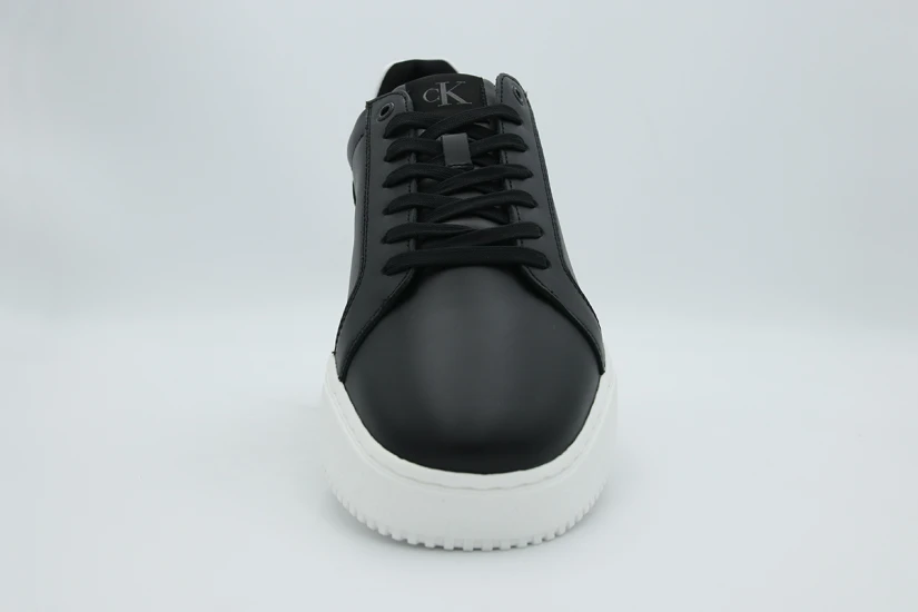 Calvin Klein Leather Ανδρικά Sneakers Μαύρα, Λευκά