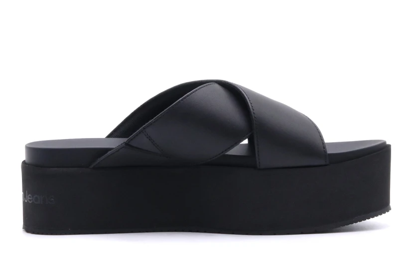 Calvin Klein Flatform Cross Ανοιχτά Γυναικεία Παπούτσια Μαύρα