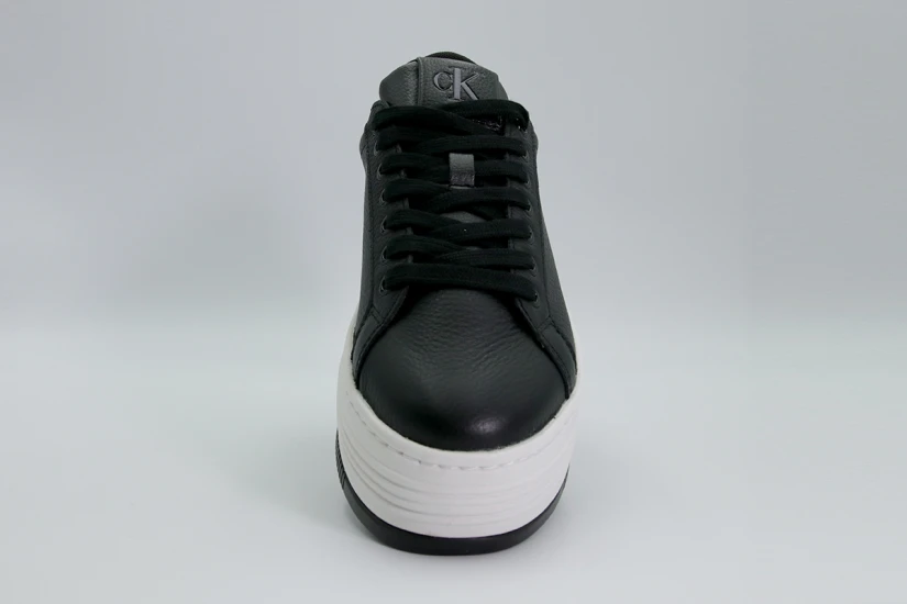Calvin Klein Γυναικεία Δερμάτινα Sneakers με Πλατφόρμα Μαύρα, Λευκά