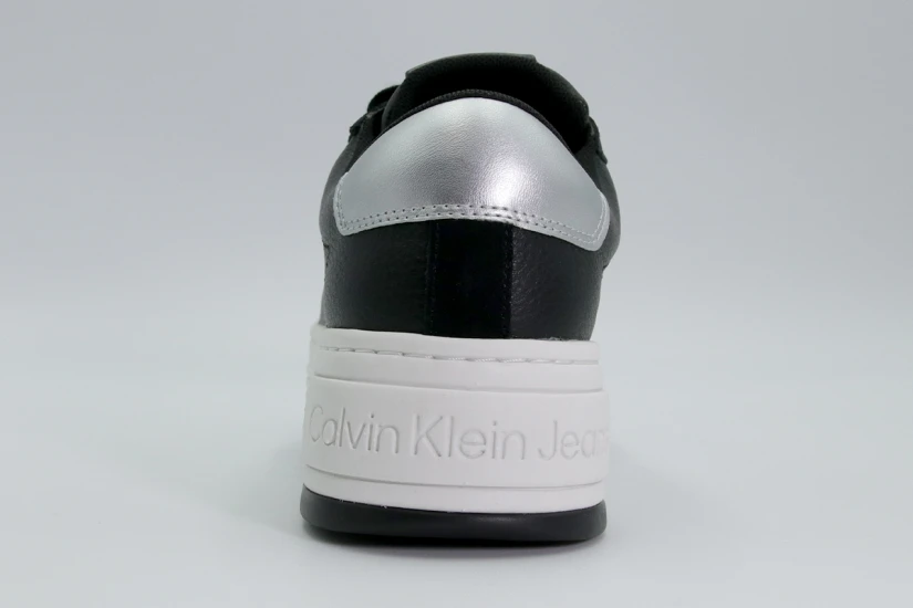 Calvin Klein Γυναικεία Δερμάτινα Sneakers με Πλατφόρμα Μαύρα, Λευκά