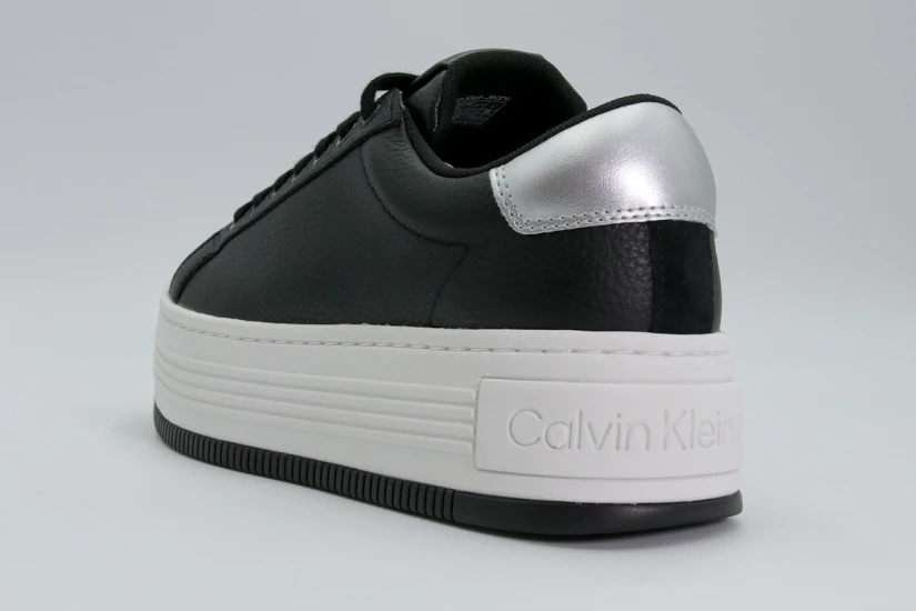 Calvin Klein Γυναικεία Δερμάτινα Sneakers με Πλατφόρμα Μαύρα, Λευκά