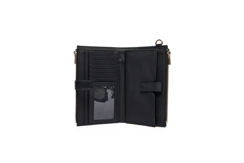 Guess Laurel II Double Zip Organiser Γυναικείο Πορτοφόλι Μαύρο