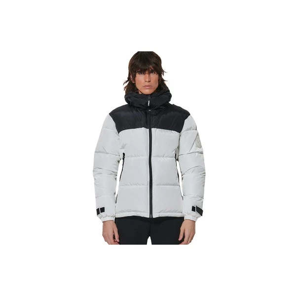 Body Action Two-Tone Μπουφάν Puffer Ανδρικό (073621 WHITE-BLACK-02)