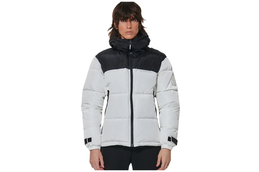 Body Action Two-Tone Μπουφάν Puffer Ανδρικό (073621 WHITE-BLACK-02)
