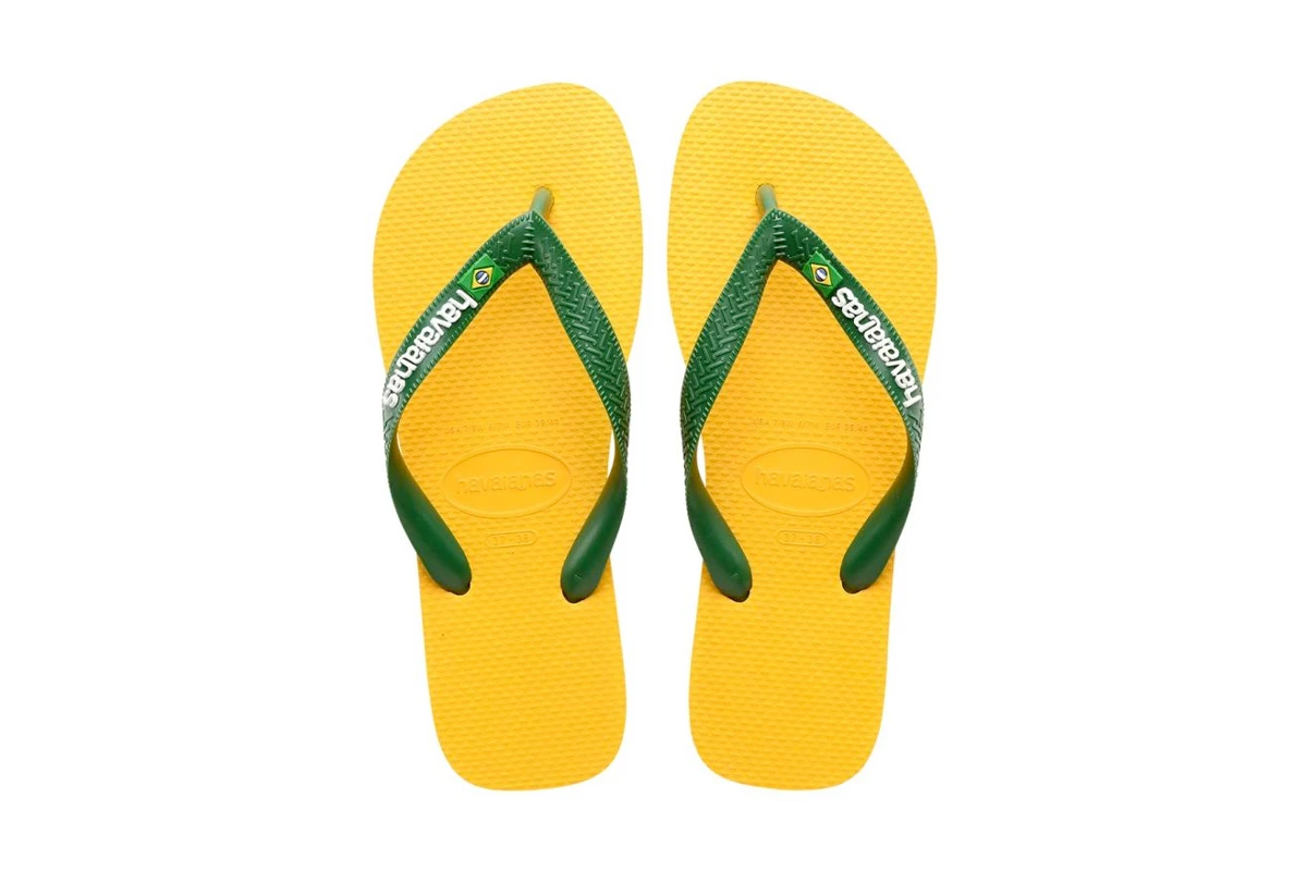 κιτρινες σαγιοναρες Havaianas με πράσινη διχάλα λουράκι