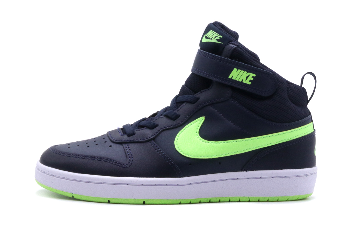 Nike Court Borough Mid Παιδικά Sneakers Μαύρα, Λαχανί, Λευκά