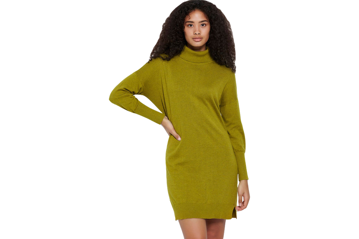 Funky Buddha Γυναικείο Φόρεμα Πλεκτό (FBL006-107-13-OLIVE) Πράσινο