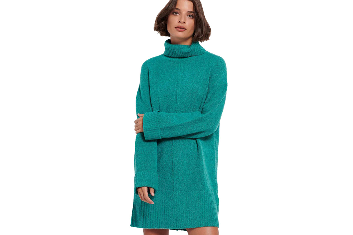 Funky Buddha Γυναικείο Φόρεμα Πλεκτό (FBL006-109-13-GREEN-LAKE) Μπλέ