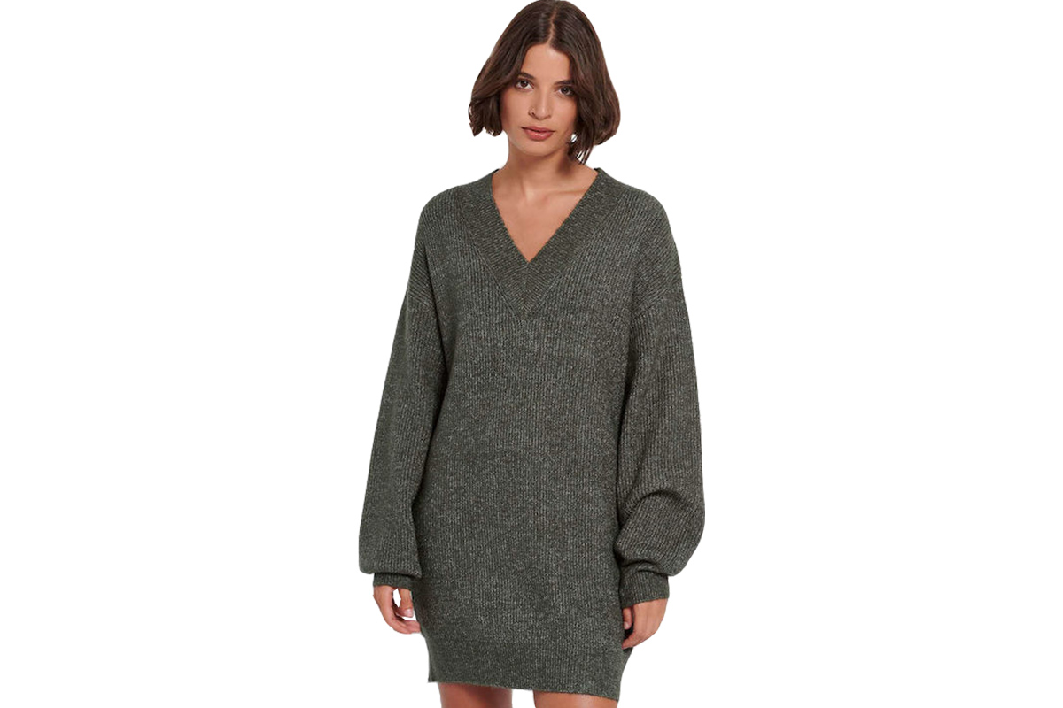 Funky Buddha Γυναικείο Φόρεμα Πλεκτό (FBL006-112-13-ANTIQUE-GREEN) Πράσινο