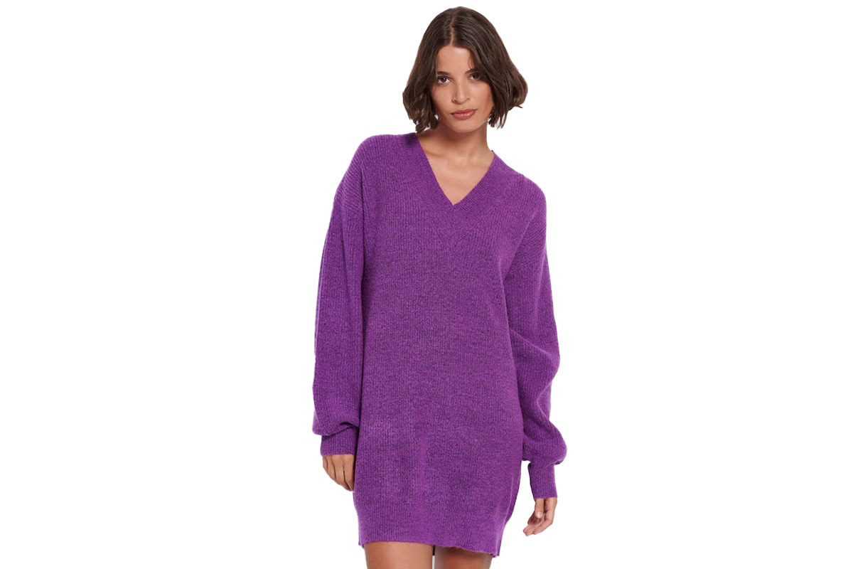 Funky Buddha Γυναικείο Φόρεμα Πλεκτό (FBL006-112-13-MAGIC-MAUVE) Μώβ