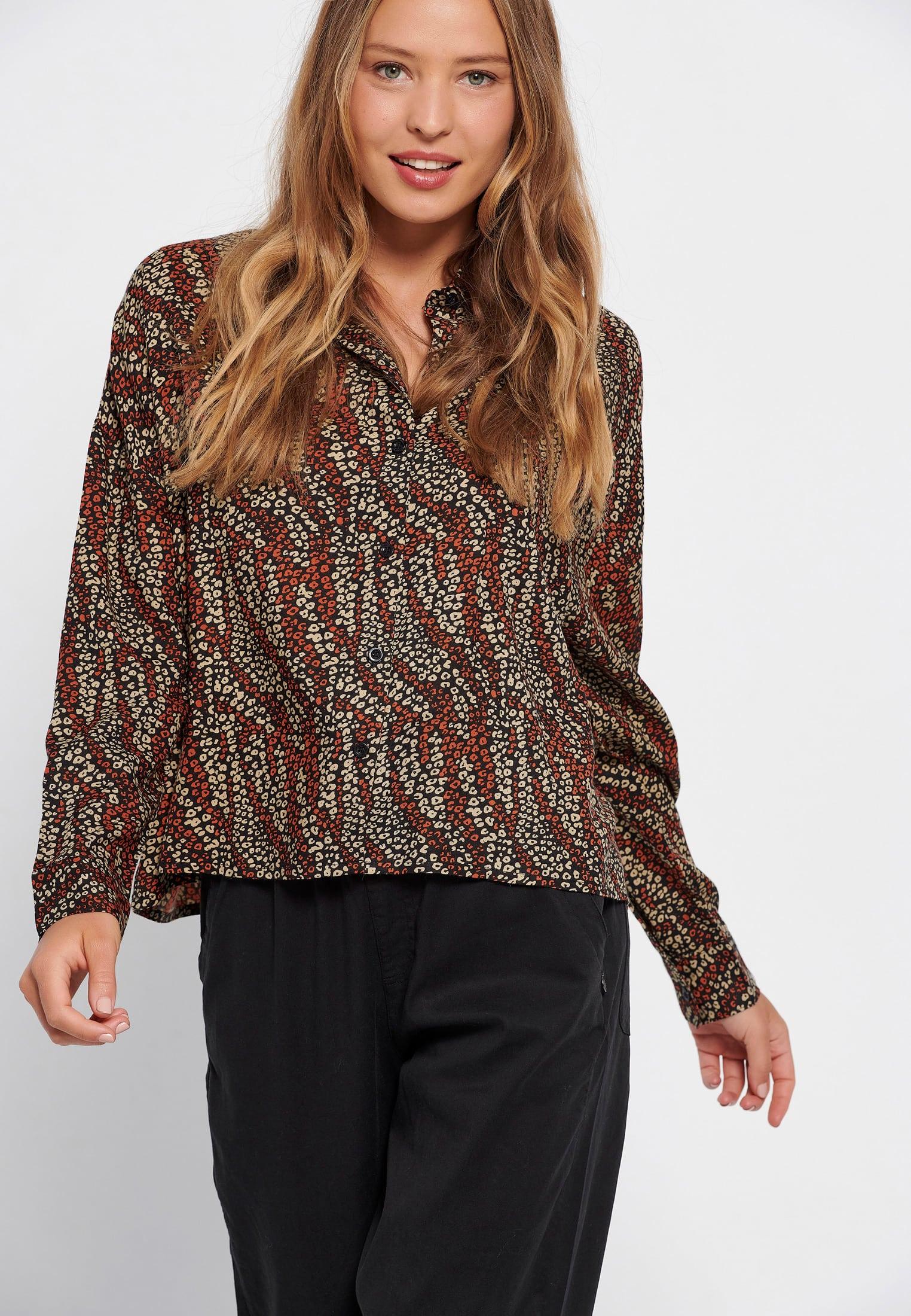 Funky Buddha Πουκάμισο Μακρυμάνικο Γυναικείο (FBL006-117-05-BLACK) Πολύχρωμο