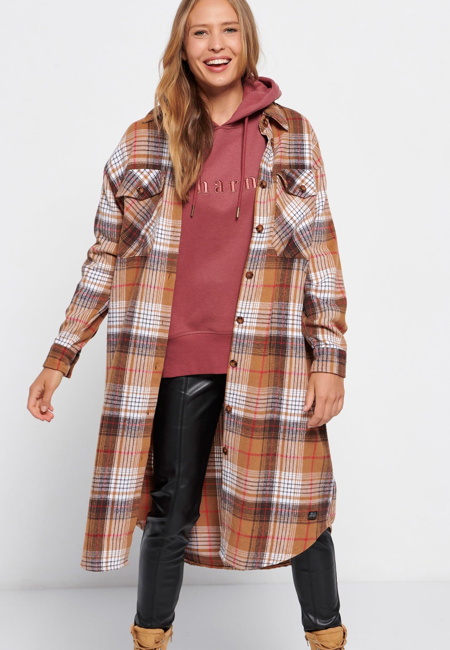 Funky Buddha Γυναικείο Overshirt (FBL006-132-05-CAMEL) Καφέ