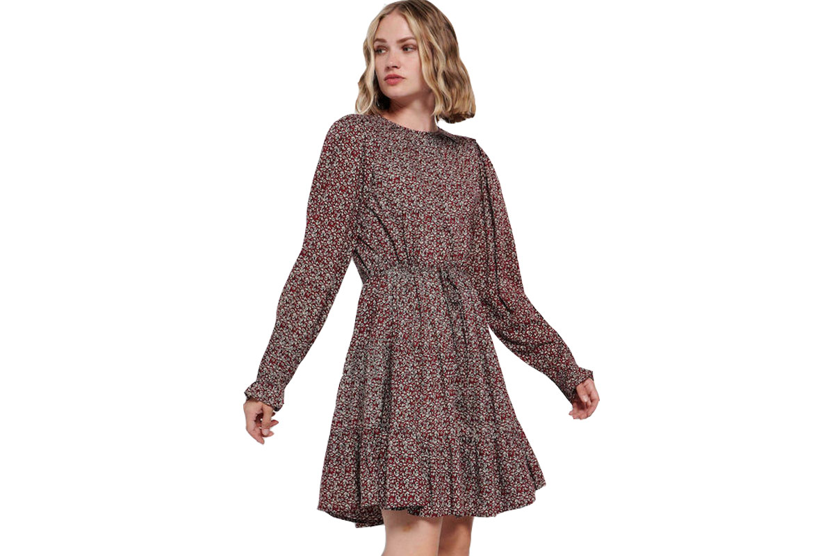 Funky Buddha Γυναικείο Φόρεμα Μίνι (FBL006-143-13-DK-CHERRY) Κόκκινο