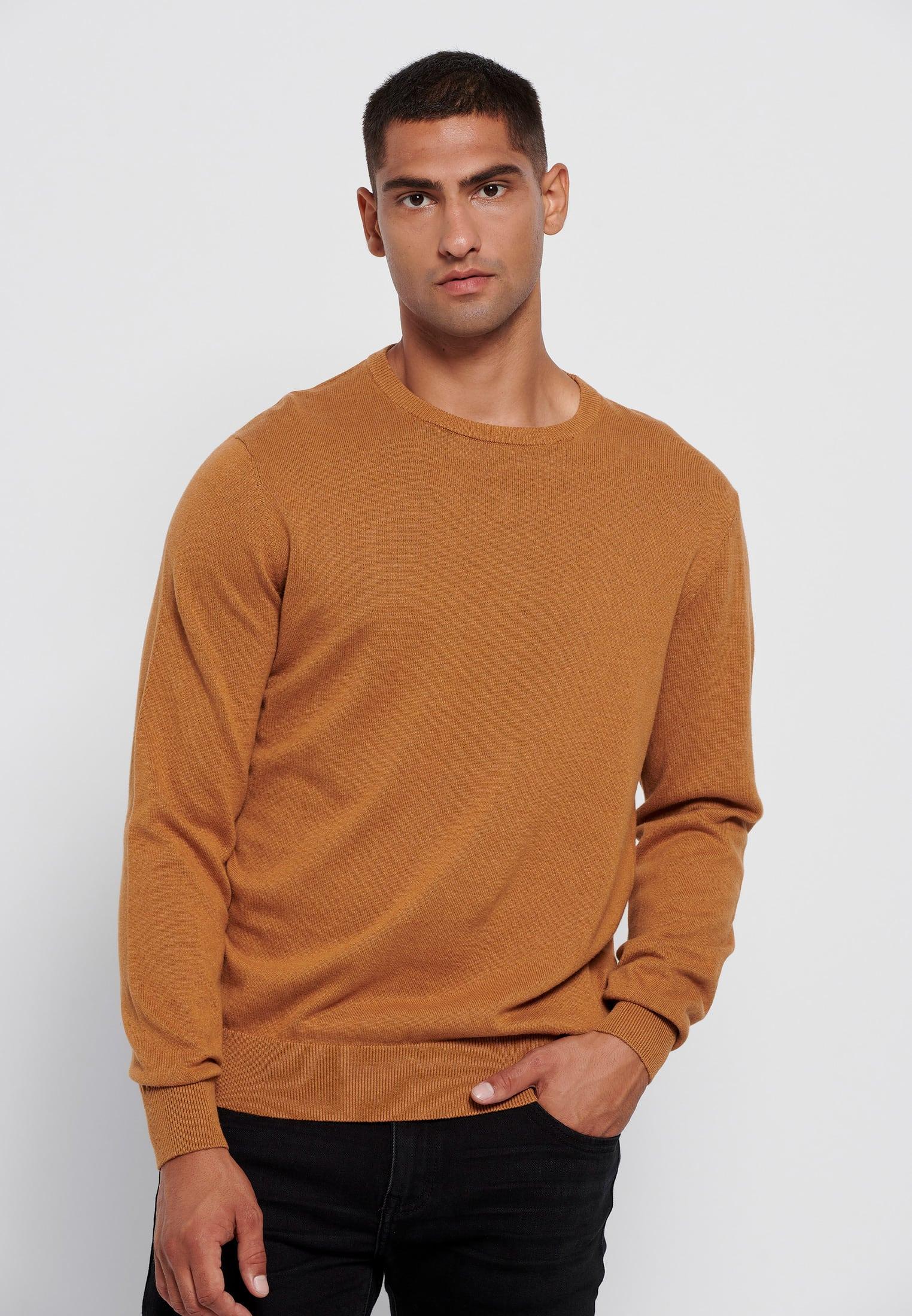 Funky Buddha Ανδρική Πλεκτή Μπλούζα Λαιμόκοψη (FBM006-001-09-BROWN-SUGAR-MEL) Καφέ