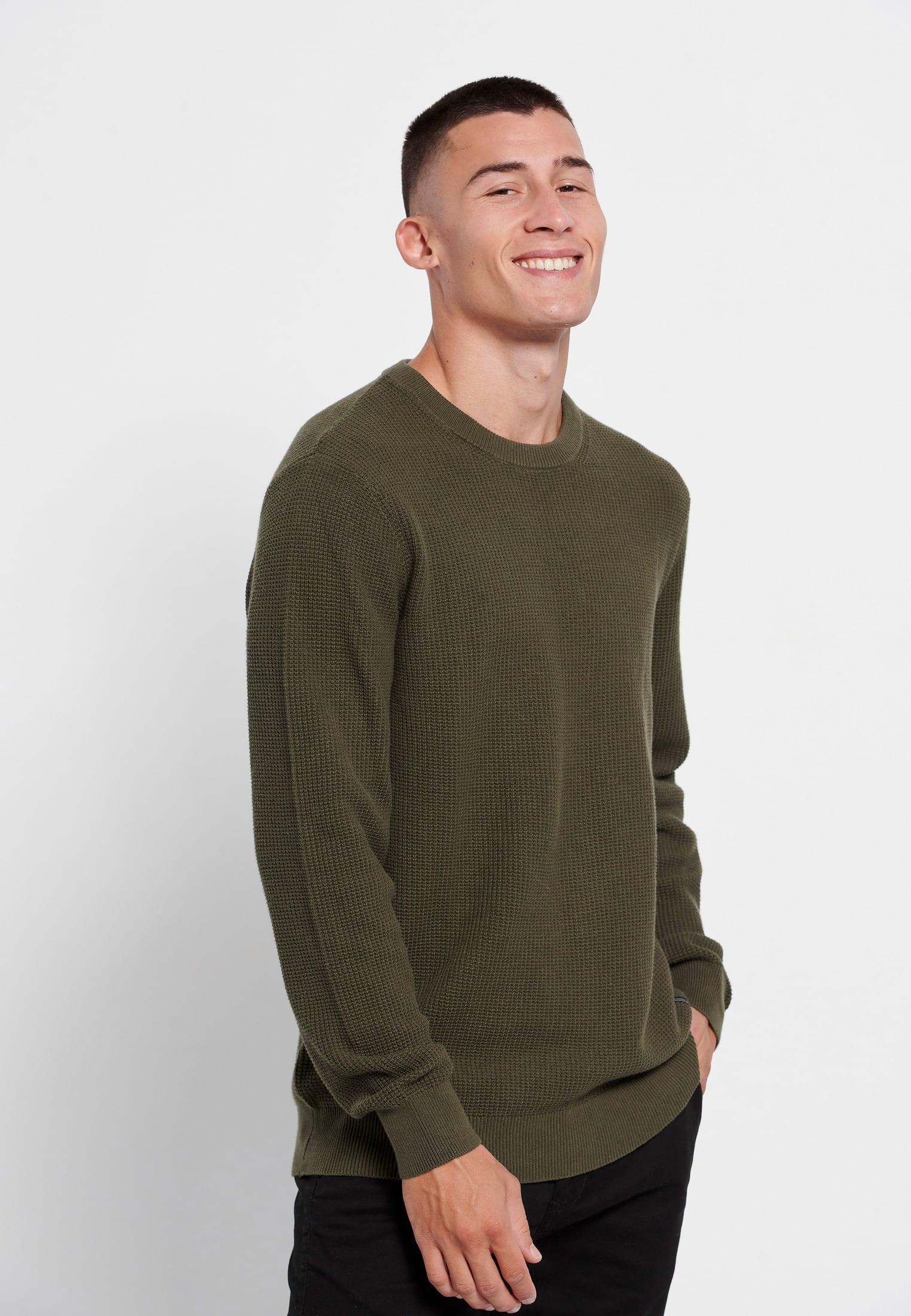 Funky Buddha Ανδρική Πλεκτή Μπλούζα Λαιμόκοψη (FBM006-020-09-KHAKI) Πράσινο